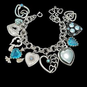 Vintage ART, Arthur Pepper Heart, Snake, Bakelite Charm Bracelet